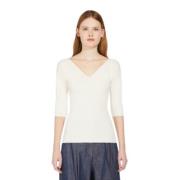 Geribbelde Viscose Jersey Top Max Mara , White , Dames