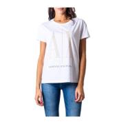 Elegante Katoenen T-shirt Damescollectie Armani Exchange , White , Dam...