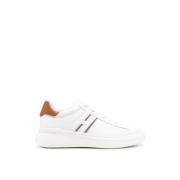 Logo Sneakers Wit/Bruin Rubberen Zool Hogan , White , Heren