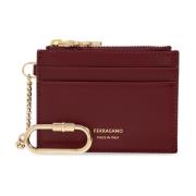 Leren kaarthouder met sleutelhanger Salvatore Ferragamo , Red , Dames