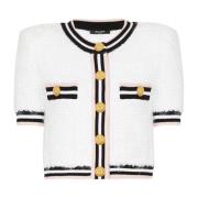 Monogram gebreide vest Balmain , White , Dames