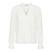 Elegante Kant Blouse Sneeuwwit Cream , White , Dames