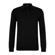 Zwarte Merinowol Polo Stijl Trui Joop! , Black , Heren