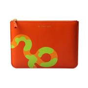 Grafische Print Leren Clutch Tas Comme des Garçons , Orange , Dames