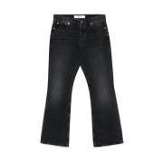 Zwarte Bootcut Jeans met Whiskering Effect Séfr , Black , Heren