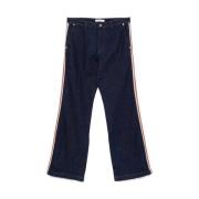 Raw Denim Broek met Gehaakte Streep Wales Bonner , Blue , Heren