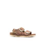 Cognac Leren Sandaal met Grote Gesp Birkenstock , Brown , Dames