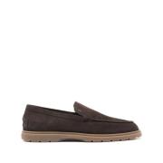 Bruine Suède Mocassin Platte Schoenen Tod's , Brown , Heren