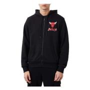 NBA Chicago Bulls Script Logo FZ Hoodie New Era , Black , Heren