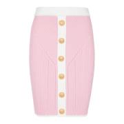 Gebreide Rok met Knopen Balmain , Pink , Dames