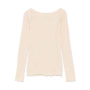 Beige Linnen Katoen SeaCell T-shirt Baserange , Beige , Dames