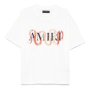 Witte Crew Neck T-shirt Front Print Amiri , White , Heren