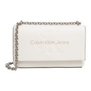 Verstelbare Schouder Tas met Sluiting Calvin Klein Jeans , White , Dam...