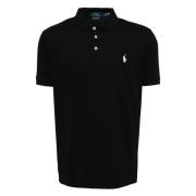 Slim Fit Katoen Mesh Polo Shirt Polo Ralph Lauren , Black , Heren