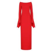 Rode Jurk met Rechte Hals en Lange Mouwen Solace London , Red , Dames