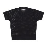 Zwarte Mesh Polo Heren Korte Mouw Obey , Black , Heren