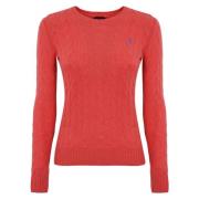 Rode Gebreide Trui Slim Fit Polo Ralph Lauren , Red , Dames