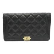 Pre-owned Leather wallets Chanel Vintage , Black , Dames