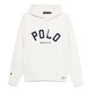 Geborduurd Logo Katoenmix Hoodie Polo Ralph Lauren , White , Heren