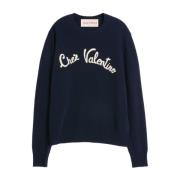 Blauwe Trui met Logodetail Valentino Garavani , Blue , Heren