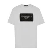 Katoenen Logo T-shirt Dolce & Gabbana , White , Heren