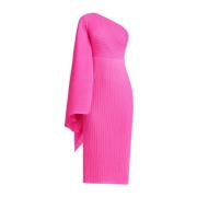 Fuchsia Ribgebreide One-Shoulder Jurk Solace London , Pink , Dames