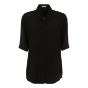 Zwarte Zijden Overhemd Elegante Casual Stijl Brunello Cucinelli , Blac...