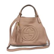 Pre-owned Leather totes Gucci Vintage , Beige , Dames