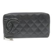 Pre-owned Leather wallets Chanel Vintage , Black , Dames