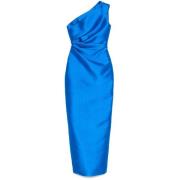 Blauwe One-Shoulder Maxi Jurk Solace London , Blue , Dames