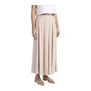 Geplooide lange rok in wol en viscose keperstof Peserico , Beige , Dam...