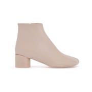 Leren enkellaarsjes met cilinderhak MM6 Maison Margiela , Beige , Dame...