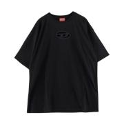 Katoenen Logo T-shirt Diesel , Black , Heren