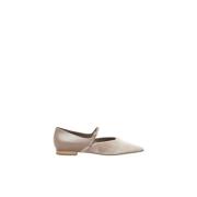 Leren en fluwelen ballerina flats Peserico , Brown , Dames