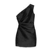 Zwarte one-shoulder gedrapeerde jurk Solace London , Black , Dames