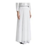 Gelamineerde tule zonnestraal geplooide lange rok Peserico , White , D...