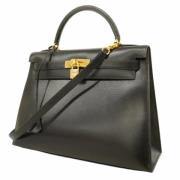 Pre-owned Leather handbags Hermès Vintage , Black , Dames