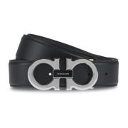 Dubbele Gancini Riem Salvatore Ferragamo , Black , Heren