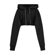 Katoenen Cropped Hoodie Rick Owens , Black , Dames