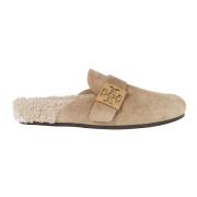 Bruine Leren Pantoffels Elegante Stijl Tory Burch , Brown , Dames