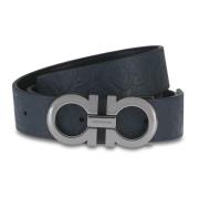 Dubbele Gancini Riem Salvatore Ferragamo , Blue , Heren