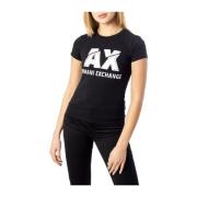 Katoenen T-shirt met korte mouwen Armani Exchange , Black , Dames