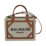 Canvas Tote Bag Balmain , Beige , Dames