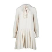 Zijden Blend Jurk Eleventy , White , Dames