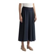 Wollen en viscose twill lange rok met riem Peserico , Blue , Dames