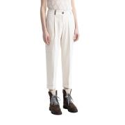 Katoenen gabardine cargobroek Peserico , White , Dames