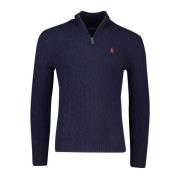 Donkerblauwe Wollen Blend Half Zip Sweater Polo Ralph Lauren , Blue , ...