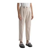 Broek in katoen zijde keper en tencel Peserico , Beige , Dames