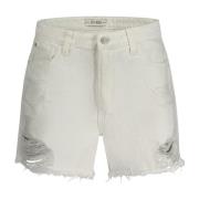 Witte Denim Shorts met Distressed Effect Guess , White , Dames