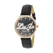 Zwarte leren quartz horloge Liu Jo , Black , Dames